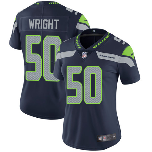 Seattle Seahawks #50 K.J. Wright Steel Blue Team Color Women's Stitched Vapor Untouchable Limited Jersey Womens