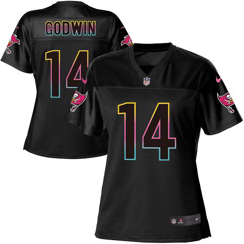 Buccaneers #14 Chris Godwin Black Women's Fashion Game Jersey