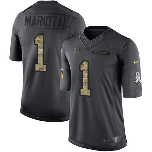 Falcons #1 Marcus Mariota Black Stitched Youth Limited 2016 Salute To Service Jersey