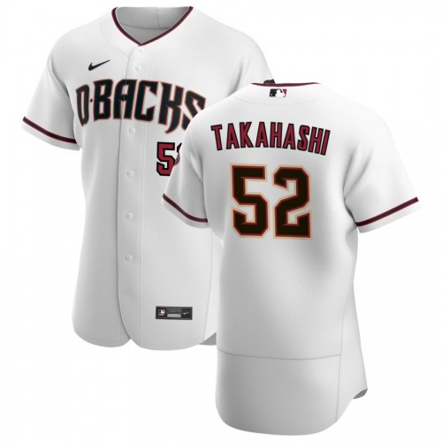 Arizona Arizona Diamondbacks #52 Bo Takahashi Men's White Crimson Authentic Home Team Jersey Men's