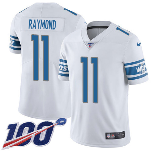 Lions #11 Kalif Raymond White Men's Stitched 100th Season Vapor Untouchable Limited Jersey