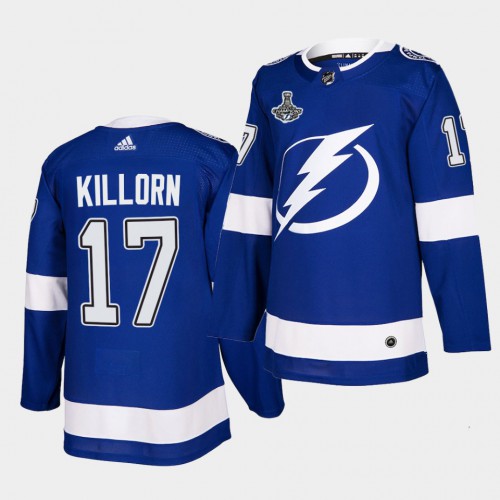 Adidas Tampa Bay Lightning #17 Alex Killorn Blue Home Authentic Youth 2021 Stanley Cup Champions Jersey Youth