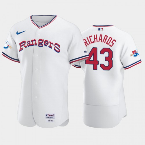 Texas Texas Rangers #43 Garrett Richards 1972 Throwback 50th Anniversary Authentic Men's Jersey - White Men's