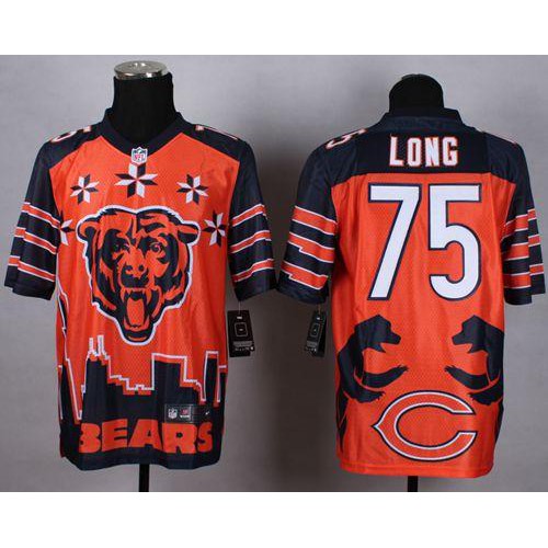 Chicago Bears #75 Kyle Long Orange Men's Stitched Elite Noble Fashion Jersey Men's