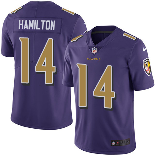 Ravens #14 Kyle Hamilton Purple Youth Stitched Limited Rush Jersey