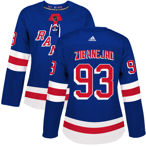 Adidas New York Rangers #93 Mika Zibanejad Royal Blue Home Authentic Women's Stitched Jersey Womens