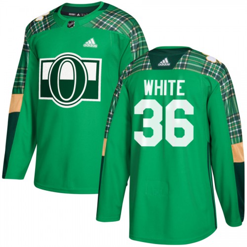Adidas Ottawa Senators #36 Colin White adidas Green St. Patrick's Day Authentic Practice Stitched Jersey Men's