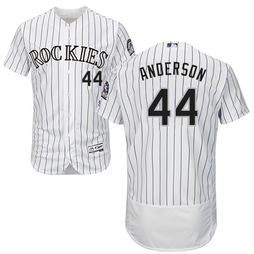 Colorado Rockies #44 Tyler Anderson White Strip Flexbase Authentic Collection Stitched Jersey Men's