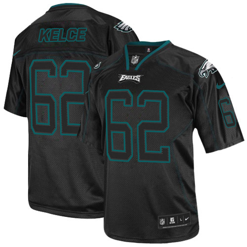 Eagles #62 Jason Kelce Lights Out Black Men's Stitched Elite Jersey