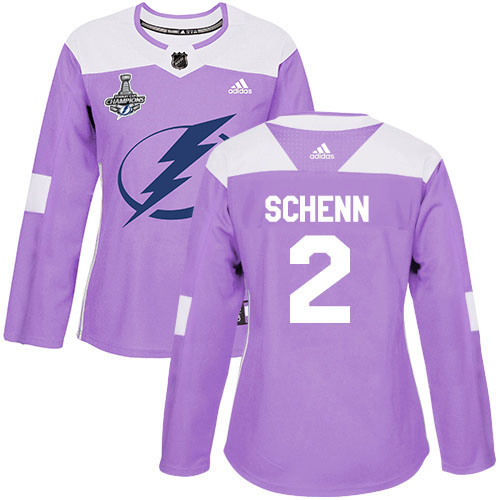 Adidas Tampa Bay Lightning #2 Luke Schenn Purple Authentic Fights Cancer Women's 2020 Stanley Cup Champions Stitched Jersey Womens
