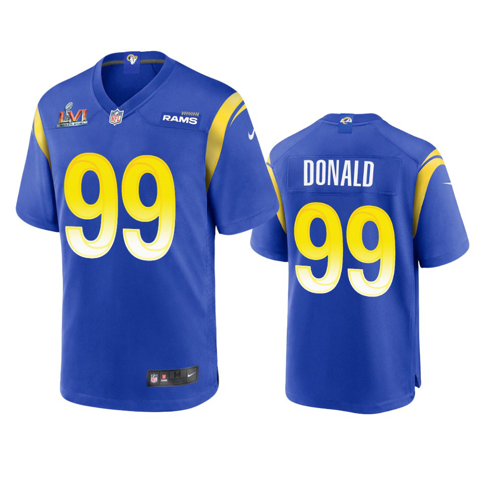 Los Angeles Rams #99 Aaron Donald Men's Super Bowl LVI Patch Game Jersey - Royal