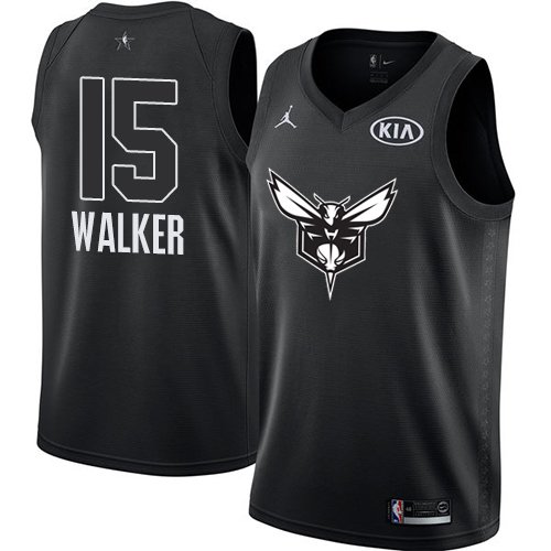 Charlotte Hornets #15 Kemba Walker Black Jordan Swingman 2018 All-Star Game Jersey Mens