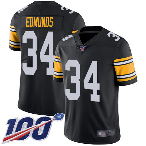 Pittsburgh Steelers #34 Terrell Edmunds Black Alternate Men's Stitched 100th Season Vapor Limited Jersey Men's