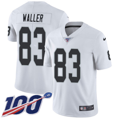 Raiders #83 Darren Waller White Men's Stitched 100th Season Vapor Limited Jersey