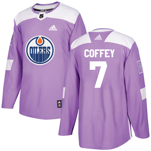 Adidas Edmonton Oilers #7 Paul Coffey Purple Authentic Fights Cancer Stitched Jersey Men's