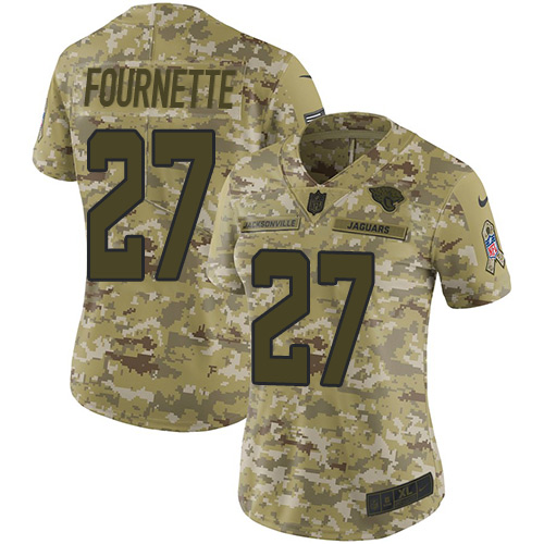 Jaguars #27 Leonard Fournette Camo Women's Stitched Limited 2018 Salute To Service Jersey