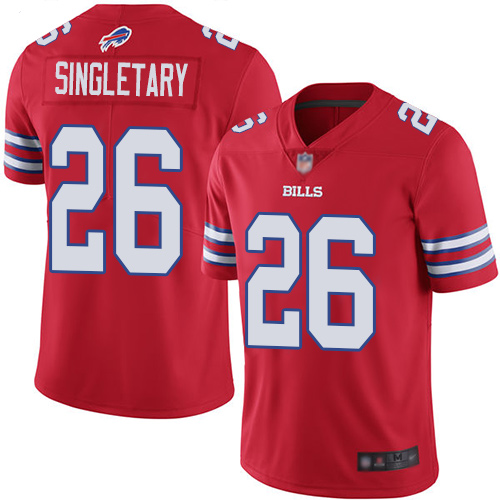 Buffalo Bills #26 Devin Singletary Red Youth Stitched Limited Rush Jersey Youth