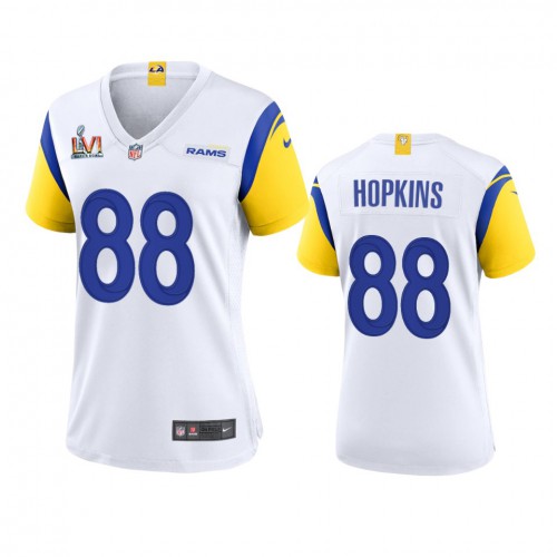 Los Angeles Los Angeles Rams #88 Brycen Hopkins Women's Super Bowl LVI Patch Alternate Game Jersey - White Womens