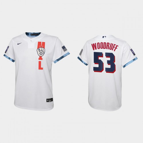 Milwaukee Milwaukee Brewers #53 Brandon Woodruff Youth 2021 All Star Game White Jersey Youth