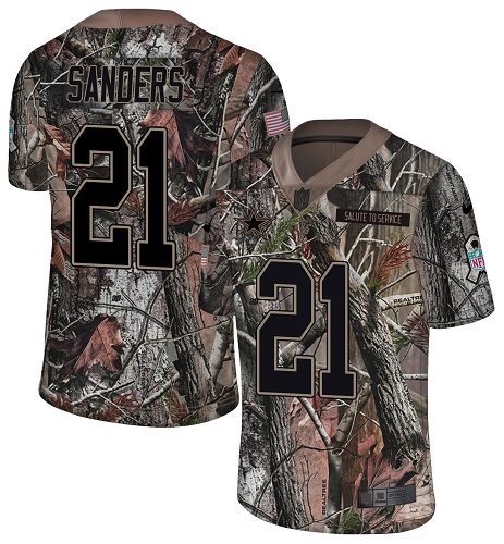 Cowboys #21 Deion Sanders Camo Youth Stitched Limited Rush Realtree Jersey