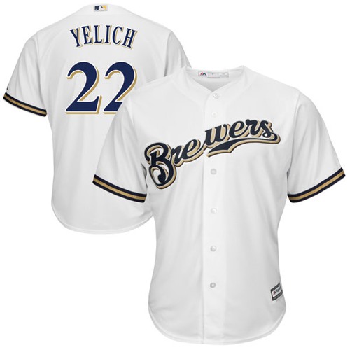 Milwaukee Brewers #22 Christian Yelich White New Cool Base Stitched Jersey Men's