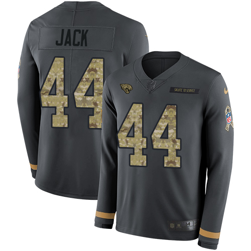 Jacksonville Jaguars #44 Myles Jack Anthracite Salute to Service Youth Stitched Limited Therma Long Sleeve Jersey Youth