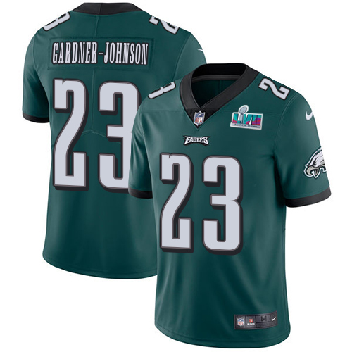 Eagles #23 C.J. Gardner-Johnson Green Team Color Super Bowl LVII Patch Youth Stitched Vapor Untouchable Limited Jersey