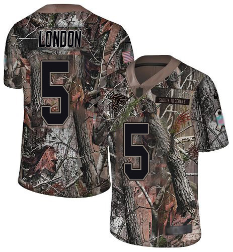 Falcons #5 Drake London Camo Men's Stitched Limited Rush Realtree Jersey