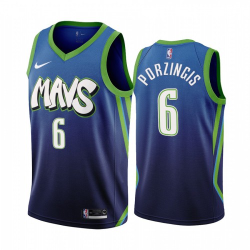 Dallas Mavericks #6 Kristaps Porzingis Mens Blue 2019-20 City Edition Jersey Mens