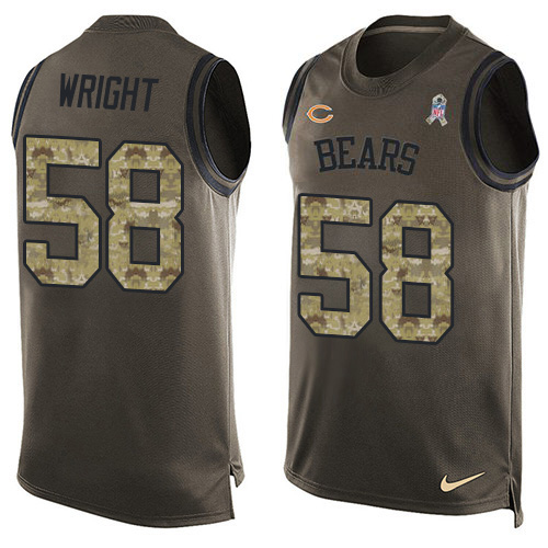 Bears #58 Darnell Wright Green Men's Stitched Limited Salute To Service Tank Top Jersey