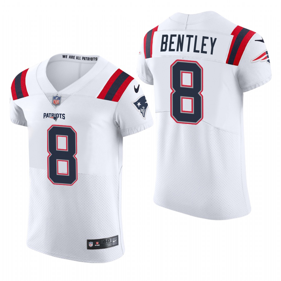 New England Patriots #8 Ja'Whaun Bentley Men's White Team Color Men's Stitched 2020 Vapor Untouchable Elite Jersey