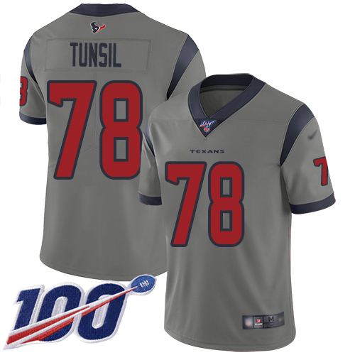 Houston Texans #78 Laremy Tunsil Gray Men's Stitched Limited Inverted Legend 100th Season Jersey Men's