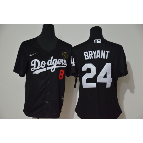 Los Angeles Los Angeles Dodgers #8 #24 Kobe Bryant Women Black Cool Base 2020 KB Patch Jersey Womens