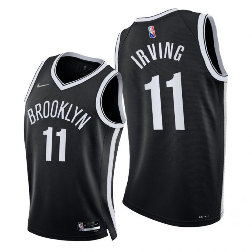 Brooklyn Nets #11 Kyrie Irving Mens 2021-22 75th Diamond Anniversary Jersey Black Mens