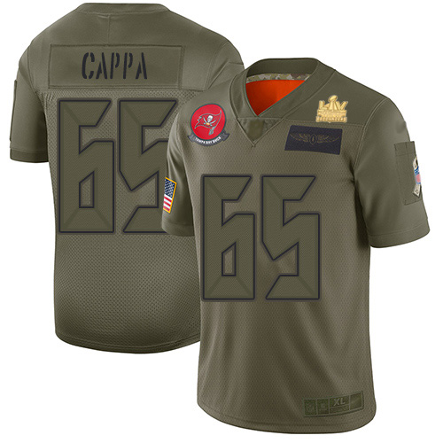 Tampa Bay Buccaneers #65 Alex Cappa Camo Men's Super Bowl LV Champions Patch Stitched Limited 2019 Salute To Service Jersey Men's