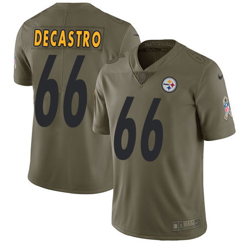 Pittsburgh Steelers #66 David DeCastro Olive Men's Stitched Limited 2017 Salute to Service Jersey Men's