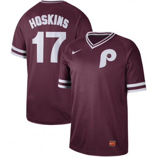 Philadelphia Phillies #17 Rhys Hoskins Maroon Authentic Cooperstown Collection Stitched Jersey Men's