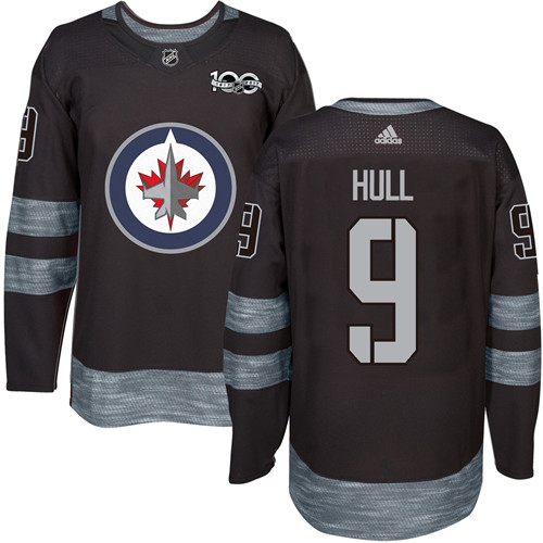 Adidas Winnipeg Jets #9 Bobby Hull Black 1917-2017 100th Anniversary Stitched Jersey Men's