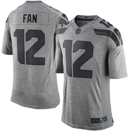 Seahawks #12 Fan Gray Men's Stitched Limited Gridiron Gray Jersey