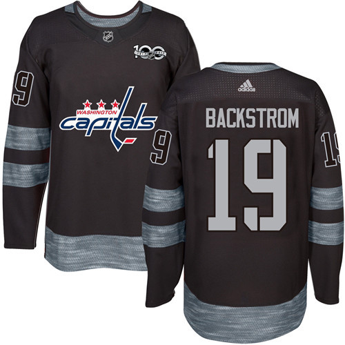 Adidas Washington Capitals #19 Nicklas Backstrom Black 1917-2017 100th Anniversary Stitched Jersey Men's