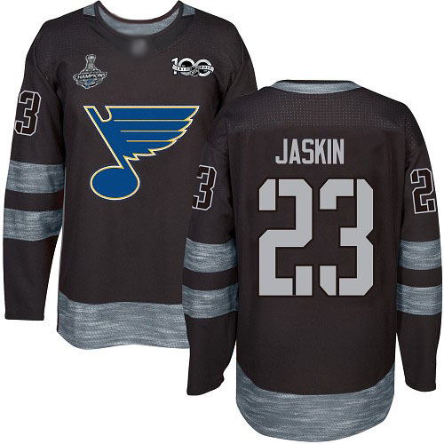 Adidas St. Louis Blues #23 Dmitrij Jaskin Black 1917-2017 100th Anniversary Stanley Cup Champions Stitched Jersey Men's