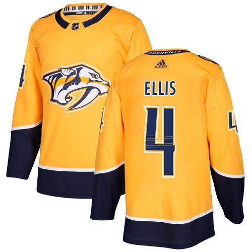 Adidas Nashville Predators #4 Ryan Ellis Yellow Home Authentic Stitched Jersey Men's