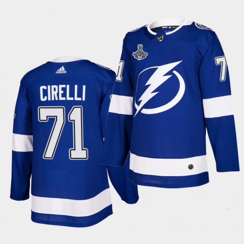 Adidas Tampa Bay Lightning #71 Anthony Cirelli Blue Home Authentic 2021 Stanley Cup Champions Jersey Men's