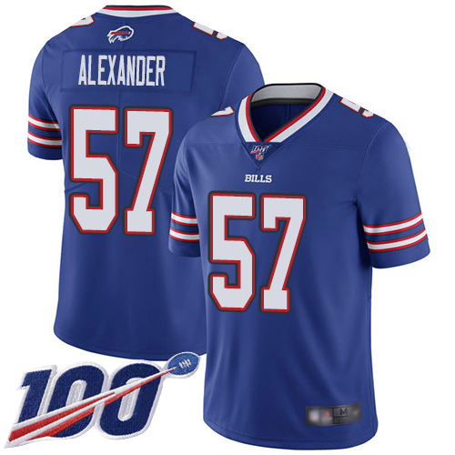 Buffalo Bills #57 Lorenzo Alexander Royal Blue Team Color Men's Stitched 100th Season Vapor Limited Jersey Men's