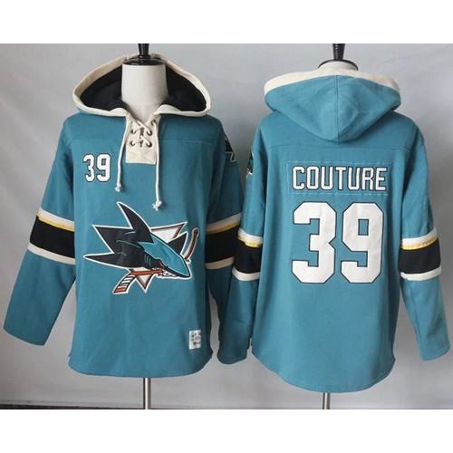 San Jose Sharks #39 Logan Couture Teal Pullover Hoodie Stitched Jersey Men's