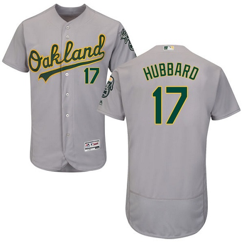 Oakland Athletics #17 Glenn Hubbard Grey Flexbase Authentic Collection Stitched Jersey Men's