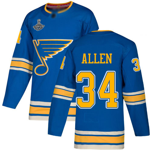 Adidas St. Louis Blues #34 Jake Allen Blue Alternate Authentic Stanley Cup Champions Stitched Youth Jersey Youth