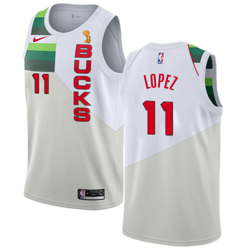Milwaukee Bucks #11 Brook Lopez Womens 2021 Finals Champions Swingman Earned Edition Jersey White Womens