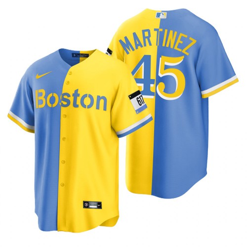 Boston Boston Red Sox #45 Pedro Martinez Blue Gold Men's 2022 City Connect Game Jersey Men's