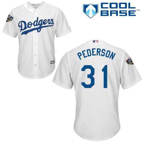 Los Angeles Dodgers #31 Joc Pederson White Cool Base 2018 World Series Stitched Youth Jersey Youth